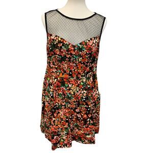 Be Smart Womens Size 10 Illusion Sweetheart Neckline Fit Flare Floral Dress